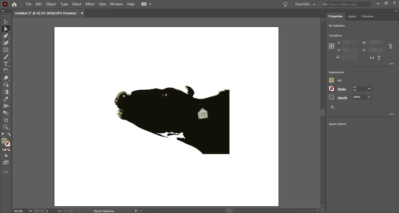 Uma imagem vetorial de uma vaca no Adobe Illustrator