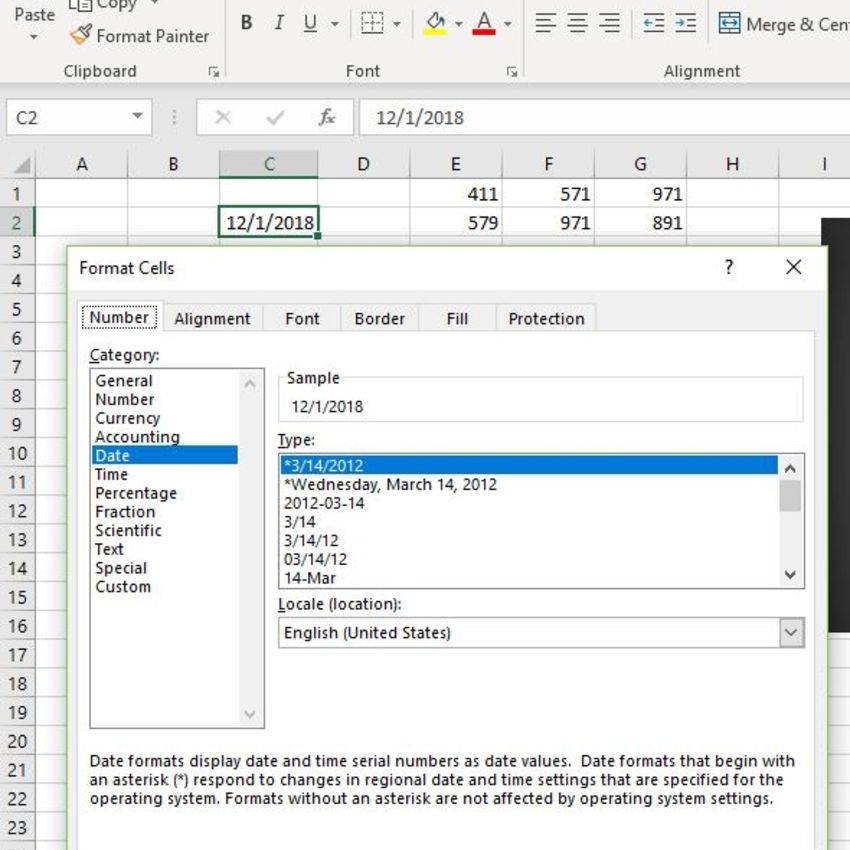 Inserindo uma data no Excel