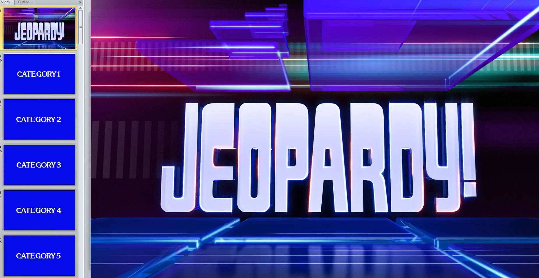 Editando um modelo de jogo Jeopardy no PowerPoint