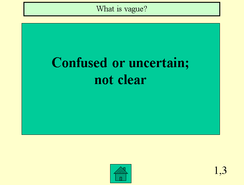 Captura de tela de um slide verde de um modelo de vocabulário Jeopardy PowerPoint