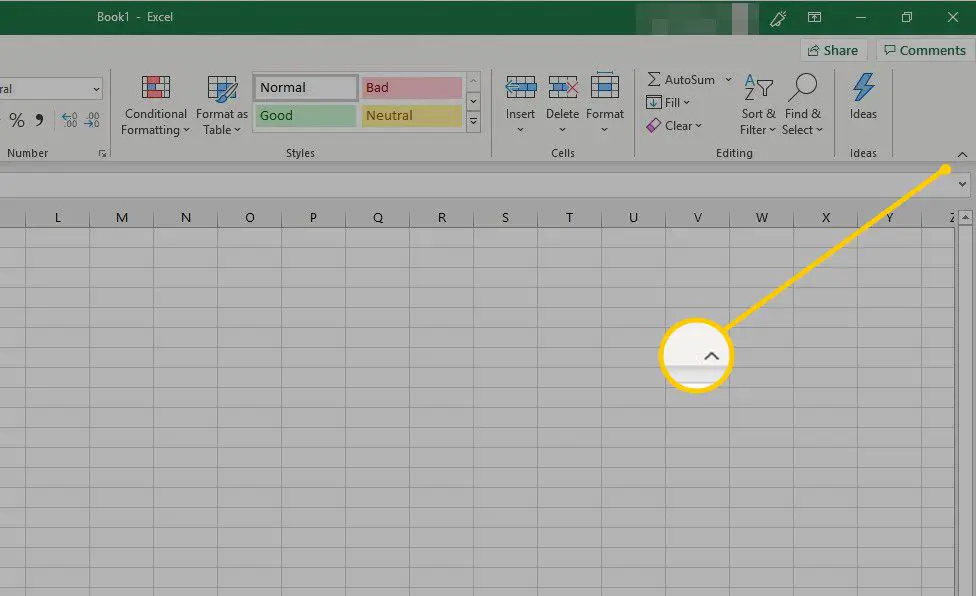 Fechar a seta da fita no Excel
