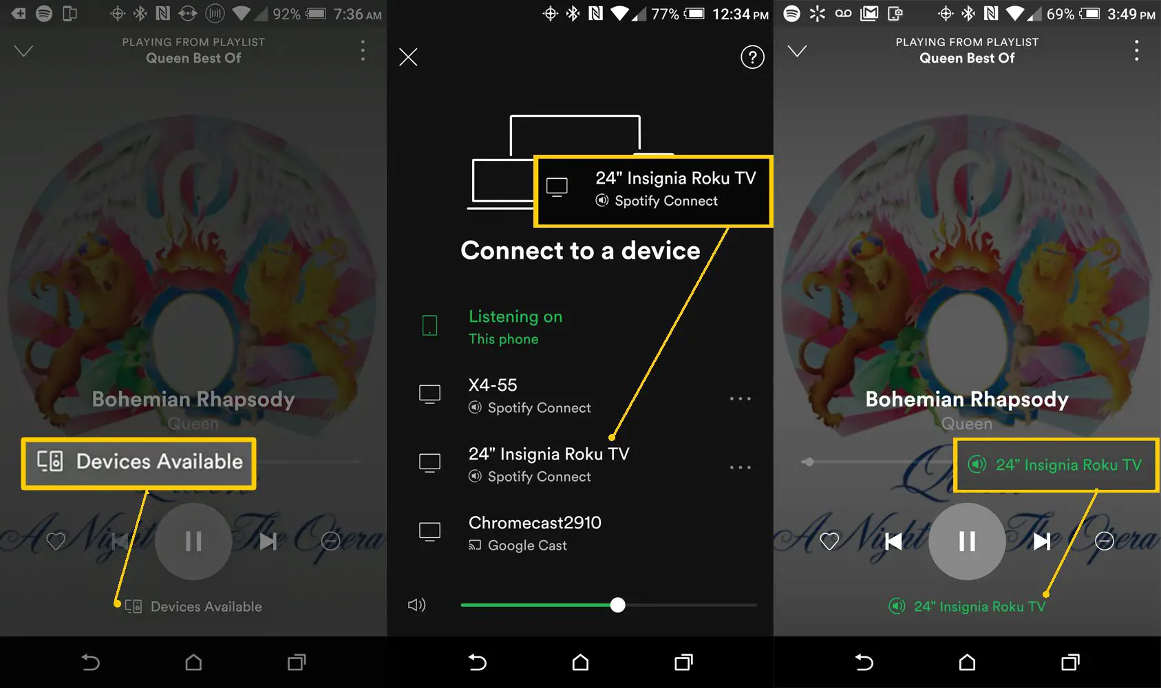 Spotify Connect com Smartphone - Escolhendo um Dispositivo