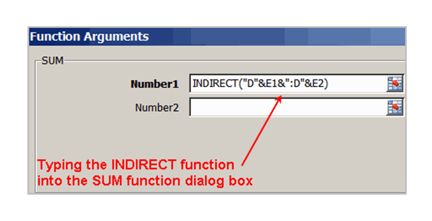 Inserindo a função INDIRETA aninhada no Excel