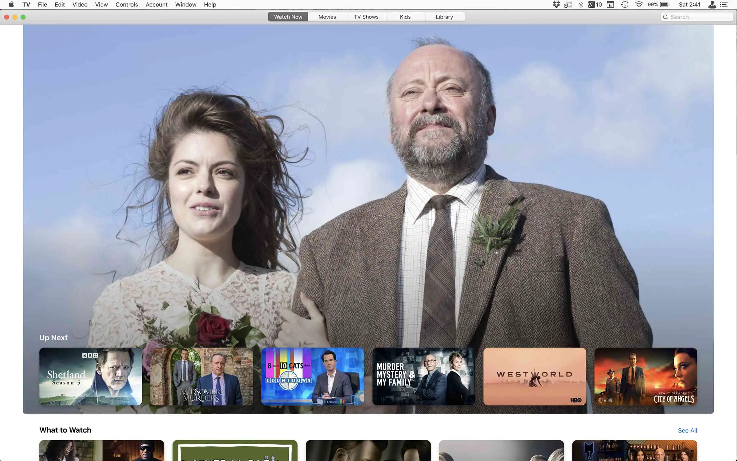captura de tela do aplicativo Apple TV no Mac