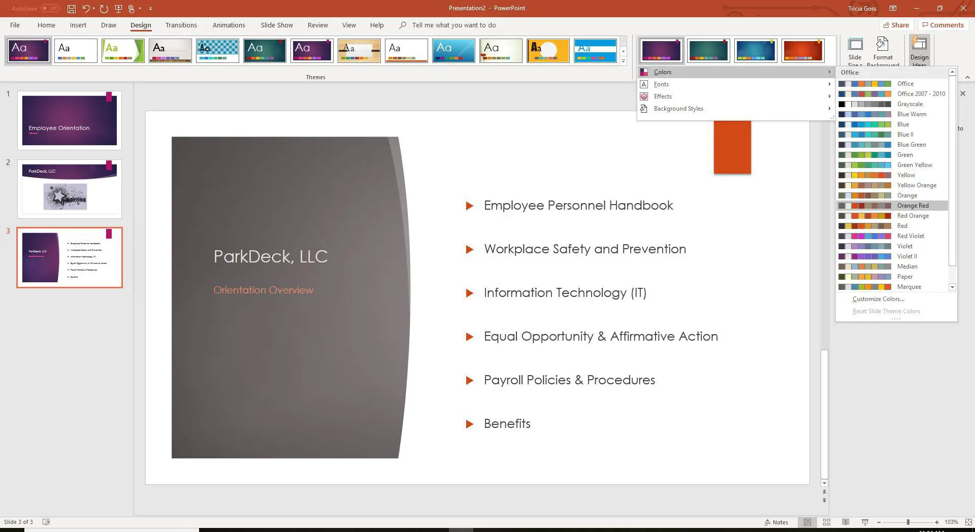 Uma captura de tela com as cores do tema do PowerPoint.