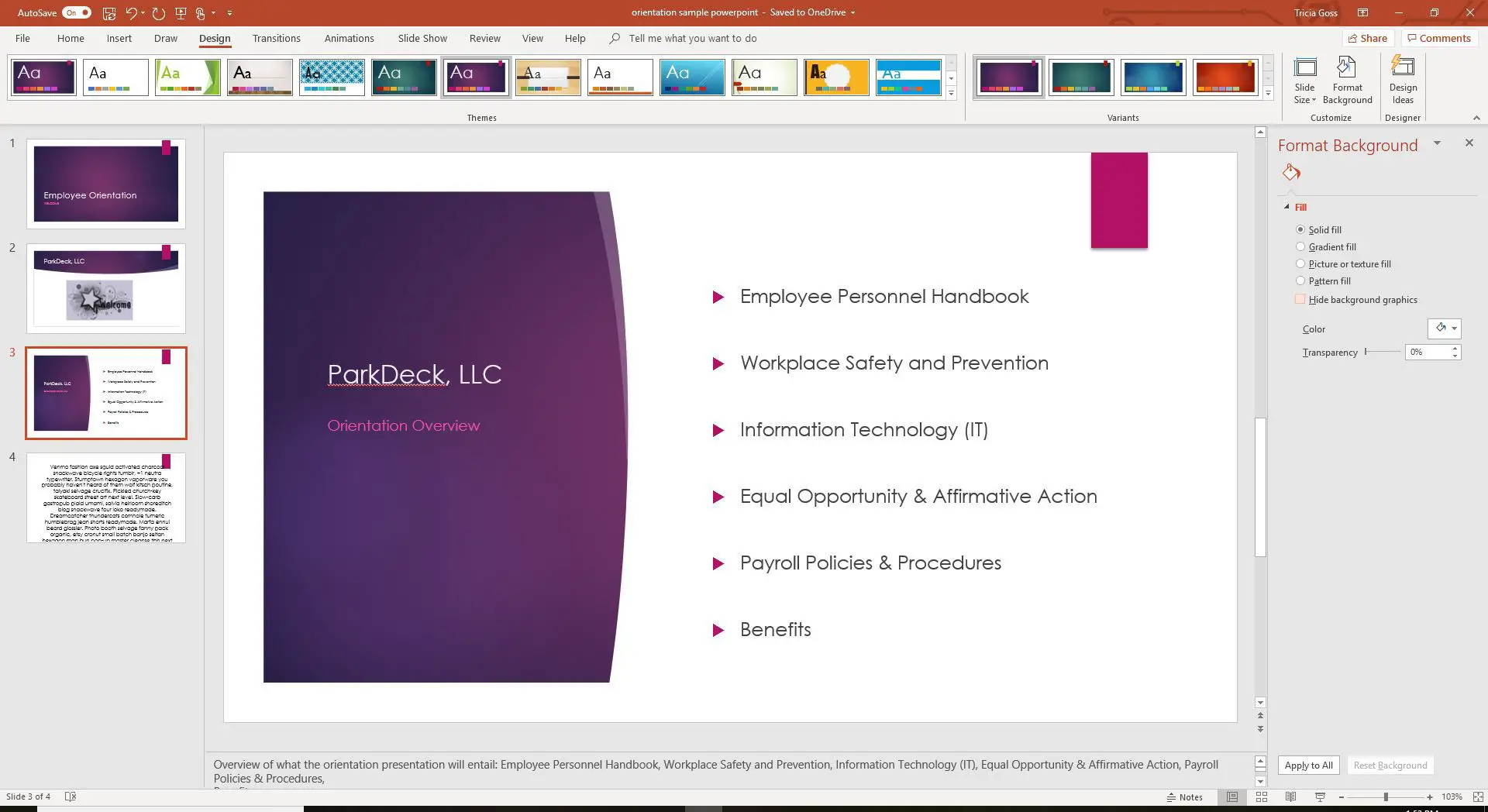 Uma captura de tela mostrando o painel Formatar plano de fundo no PowerPoint.