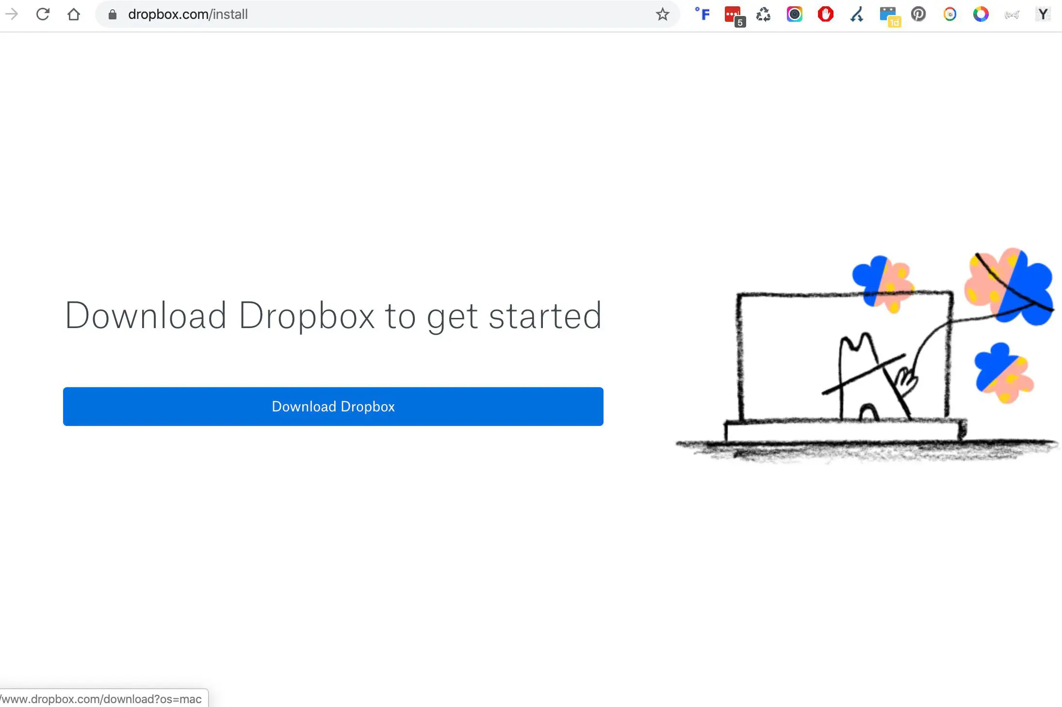 Página de download do Dropbox