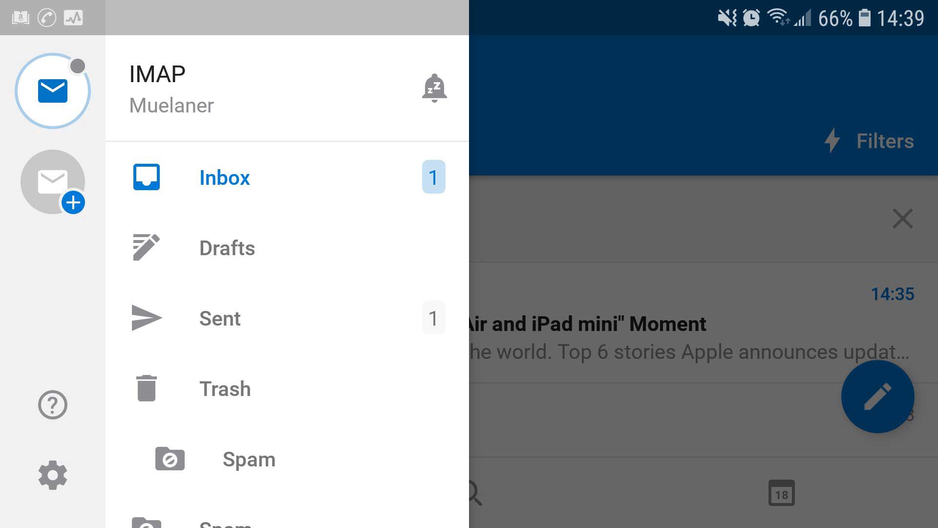 Captura de tela do Outlook para Android