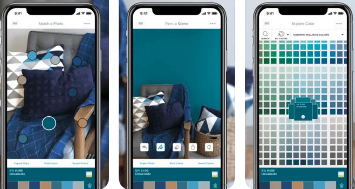 Capturas de tela do aplicativo ColorSnap no iPhone.