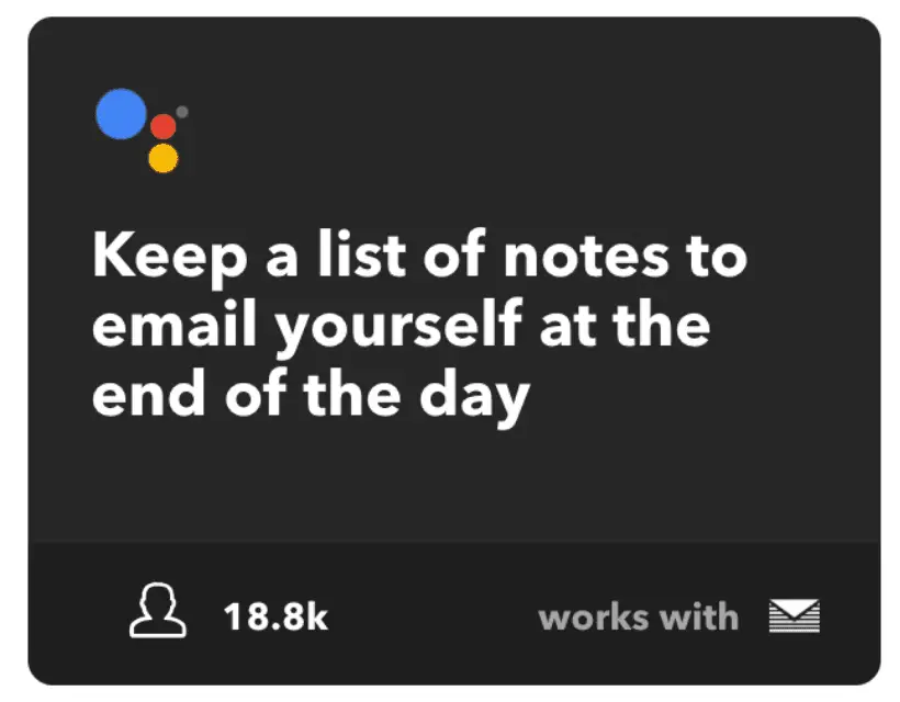 Lista de anotações do e-mail do Google Home