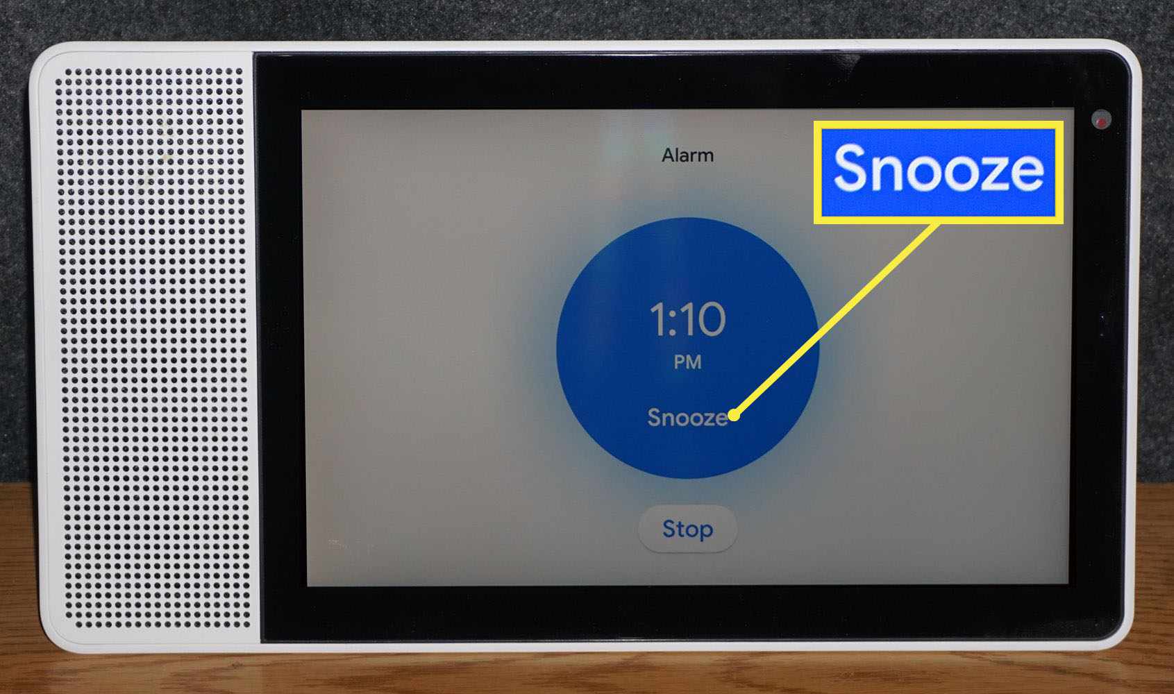 Aviso de soneca no Lenovo Smart Display