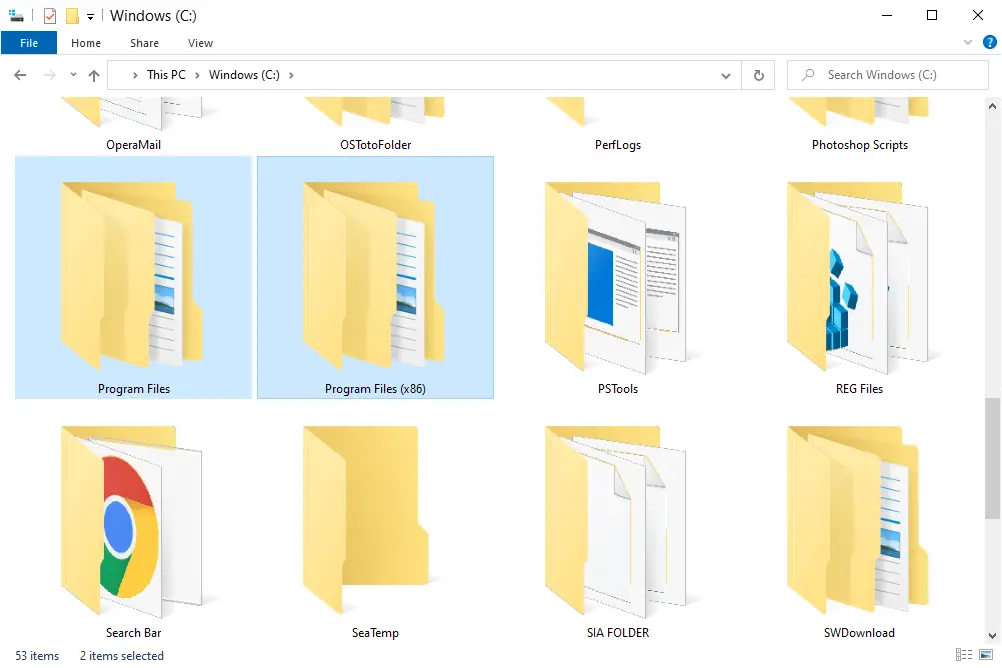 Pastas de arquivos de programas no Windows 10 de 64 bits