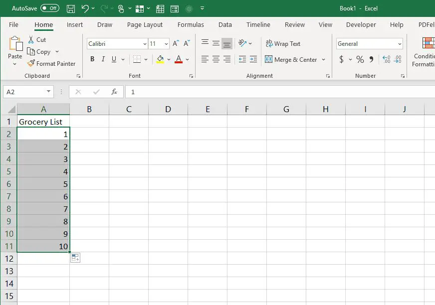 Lista preenchida automaticamente no Excel