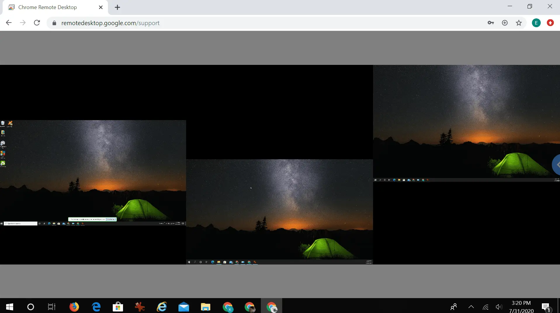 Captura de tela de laptop exibindo tela remota no Google Remote Desktop