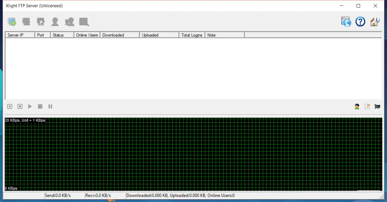 Captura de tela do servidor XFlight FTP no Windows