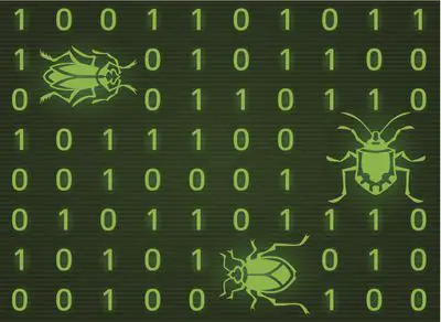 Imagem de bugs no código binário do computador