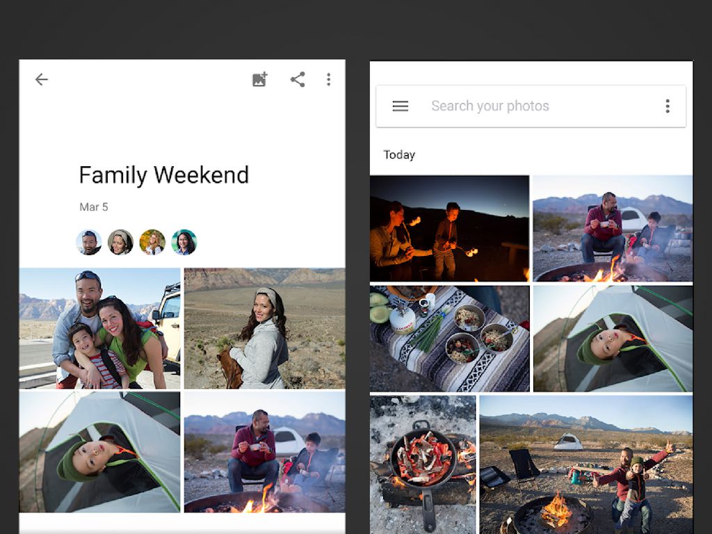Duas capturas de tela do aplicativo Google Fotos no Android.