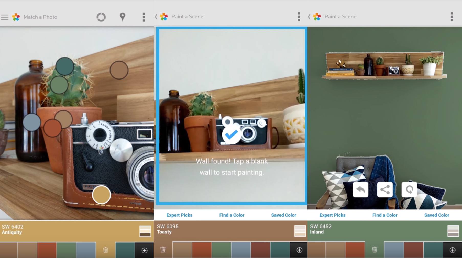 Aplicativo ColorSnap Visualizer no Android e iOS.
