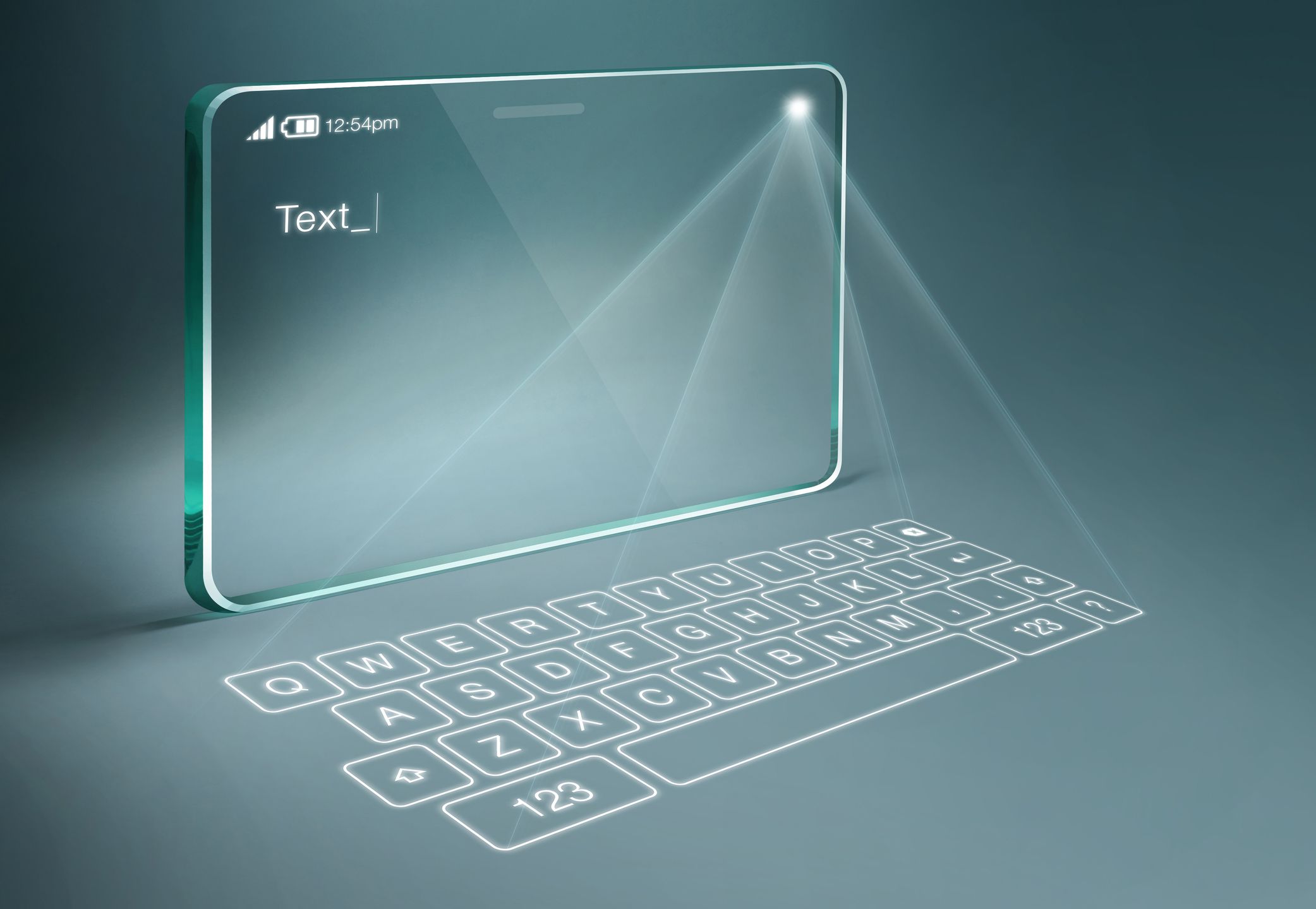 Tablet transparente com teclado virtual digital 
