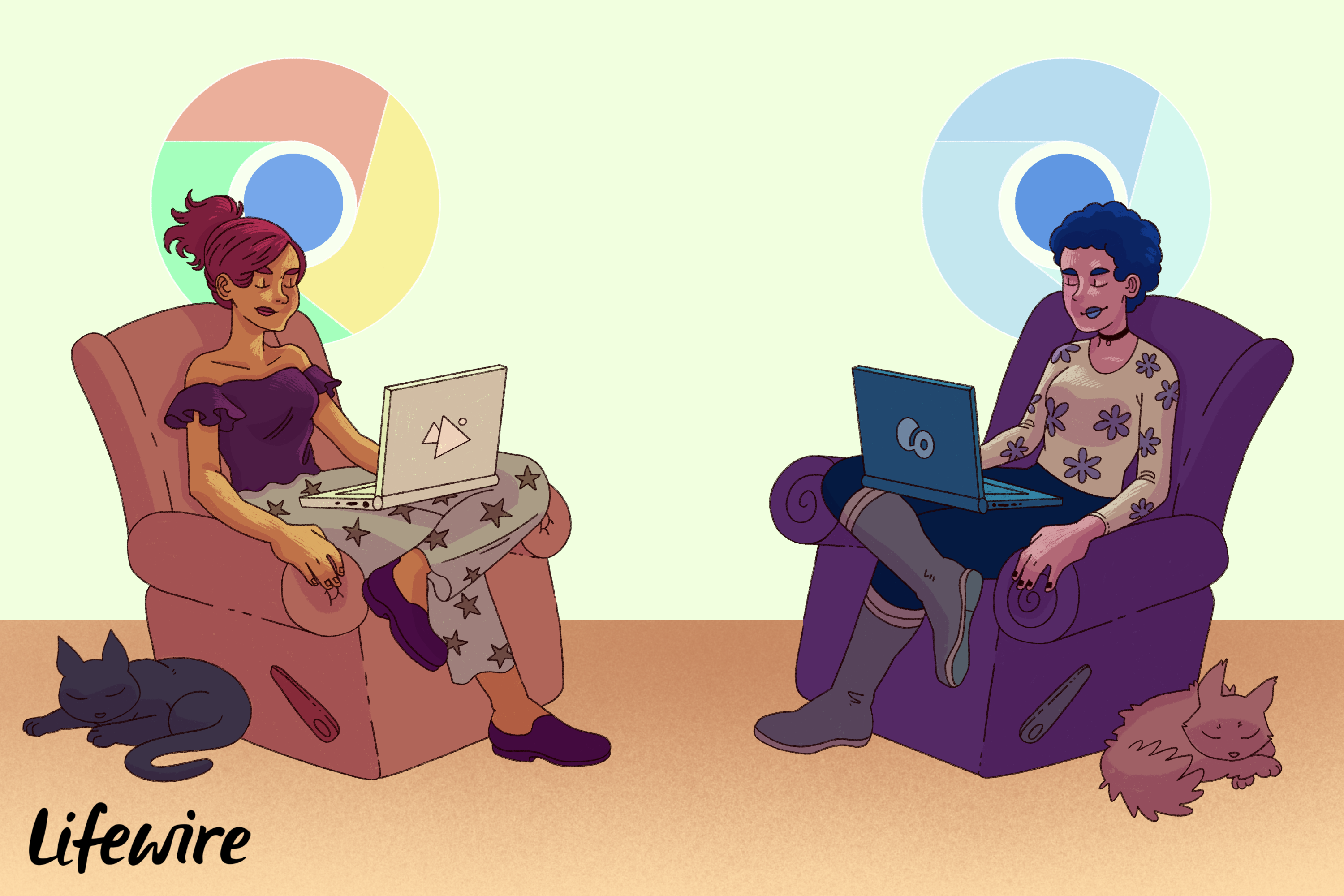 Duas pessoas usando os navegadores Chrome ou Chromium