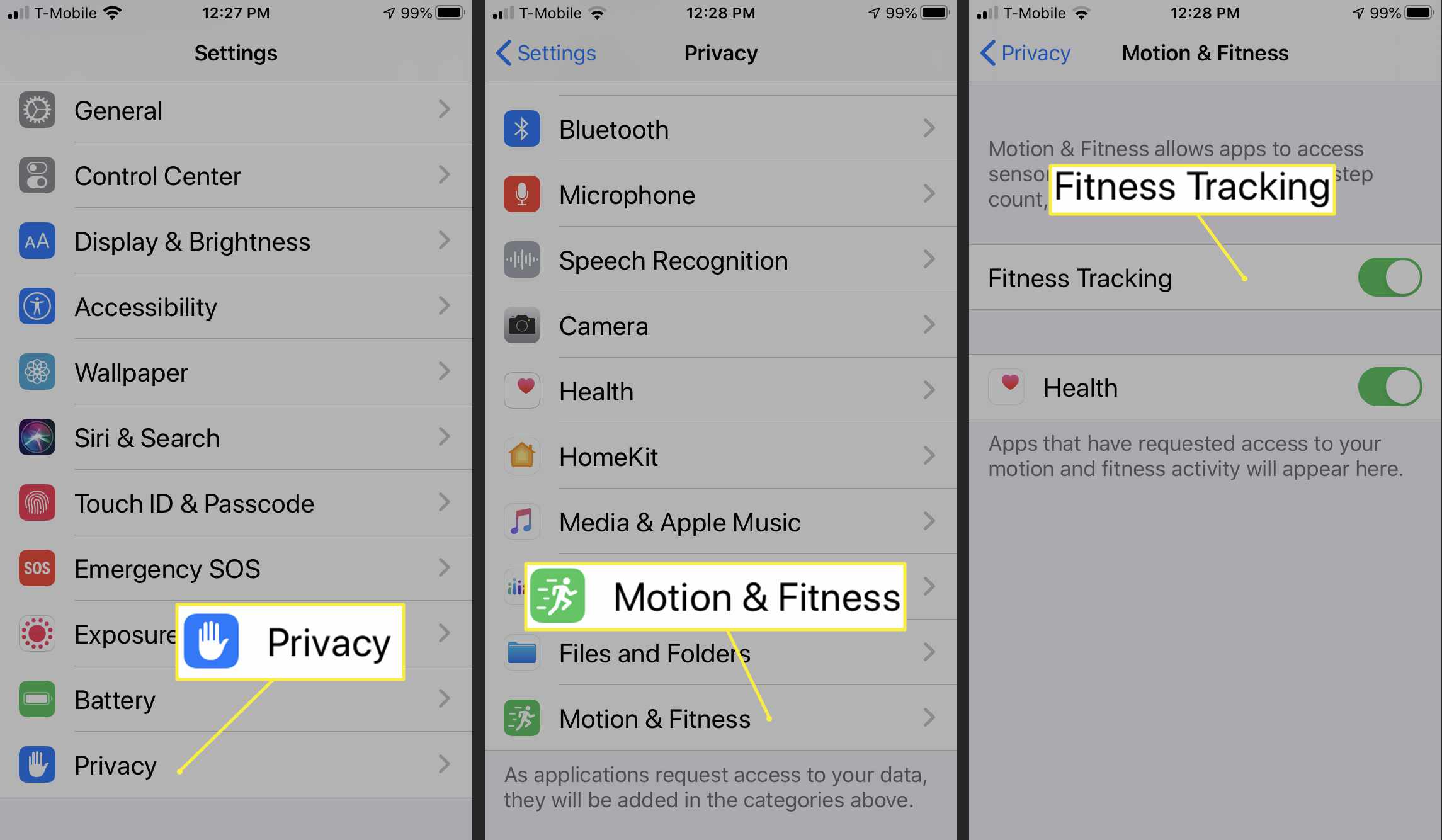 Ativando o Monitoramento de Fitness no iPhone
