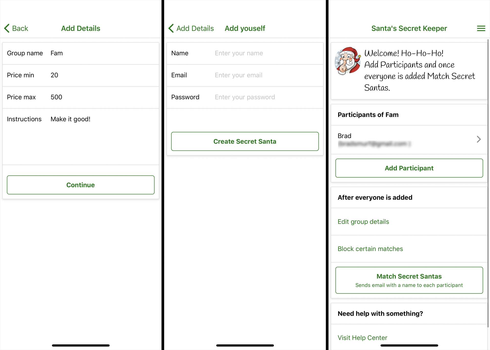 Aplicativo do guardião do segredo do Papai Noel no iPhone