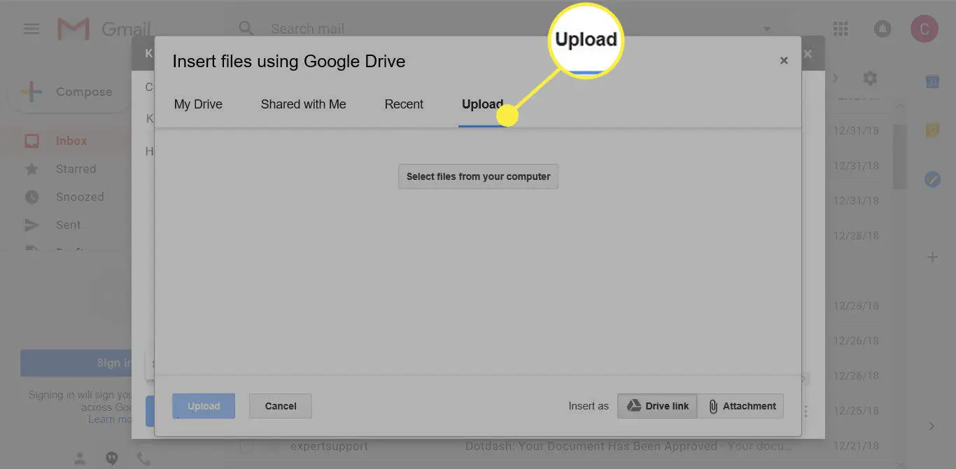 Uma captura de tela mostrando como fazer upload de um grande arquivo de vídeo para o Google Drive