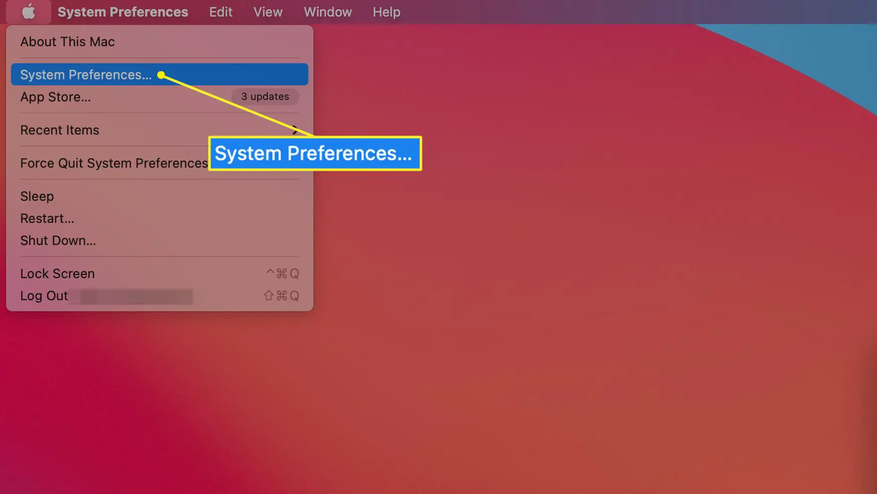 Apple menu with System Preferences highlighted