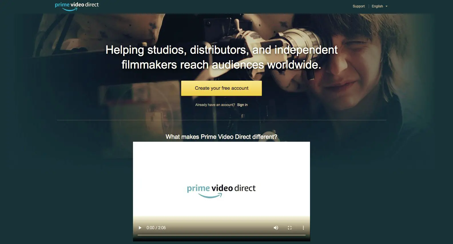 Página inicial do Prime Video Direct