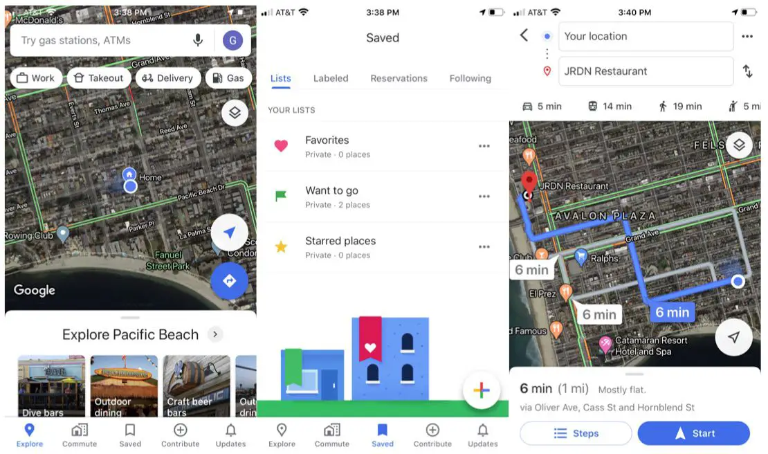 Aplicativo de viagens do Google Maps