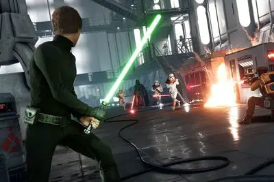 Luke Skywalker e Darth Vader em Star Wars Battlefront