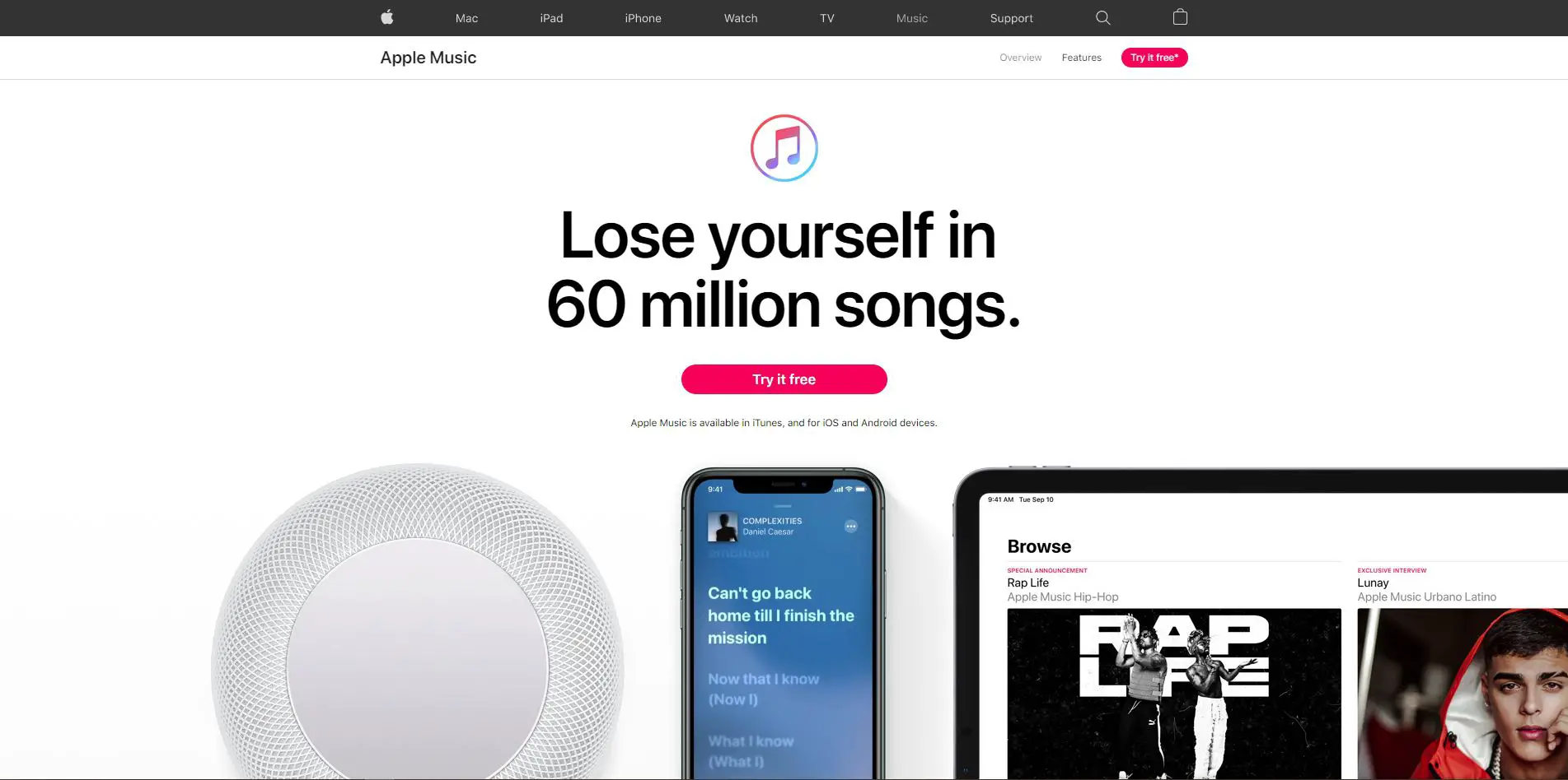 Site da Apple Music.