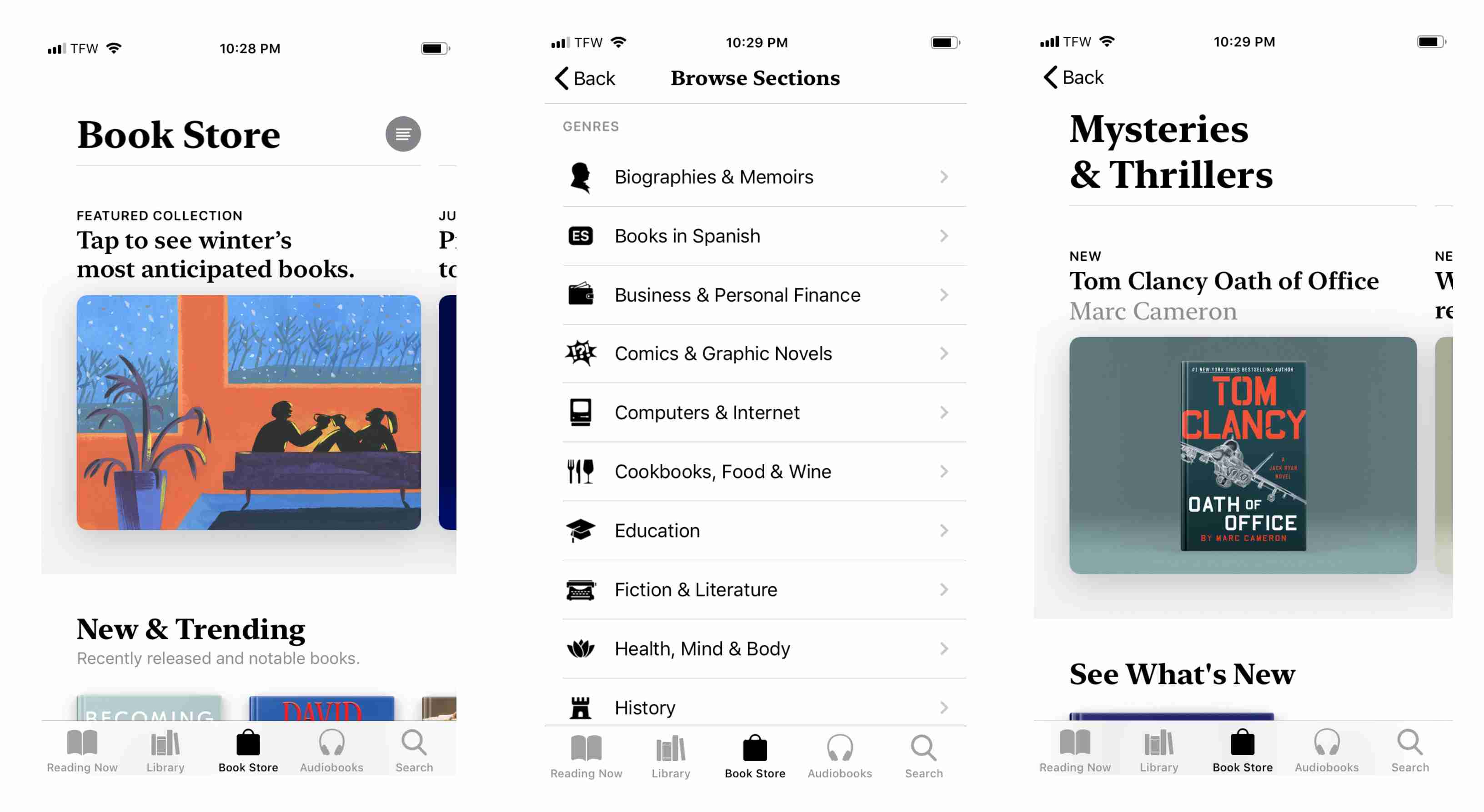 Capturas de tela de Apple Books no iPhone