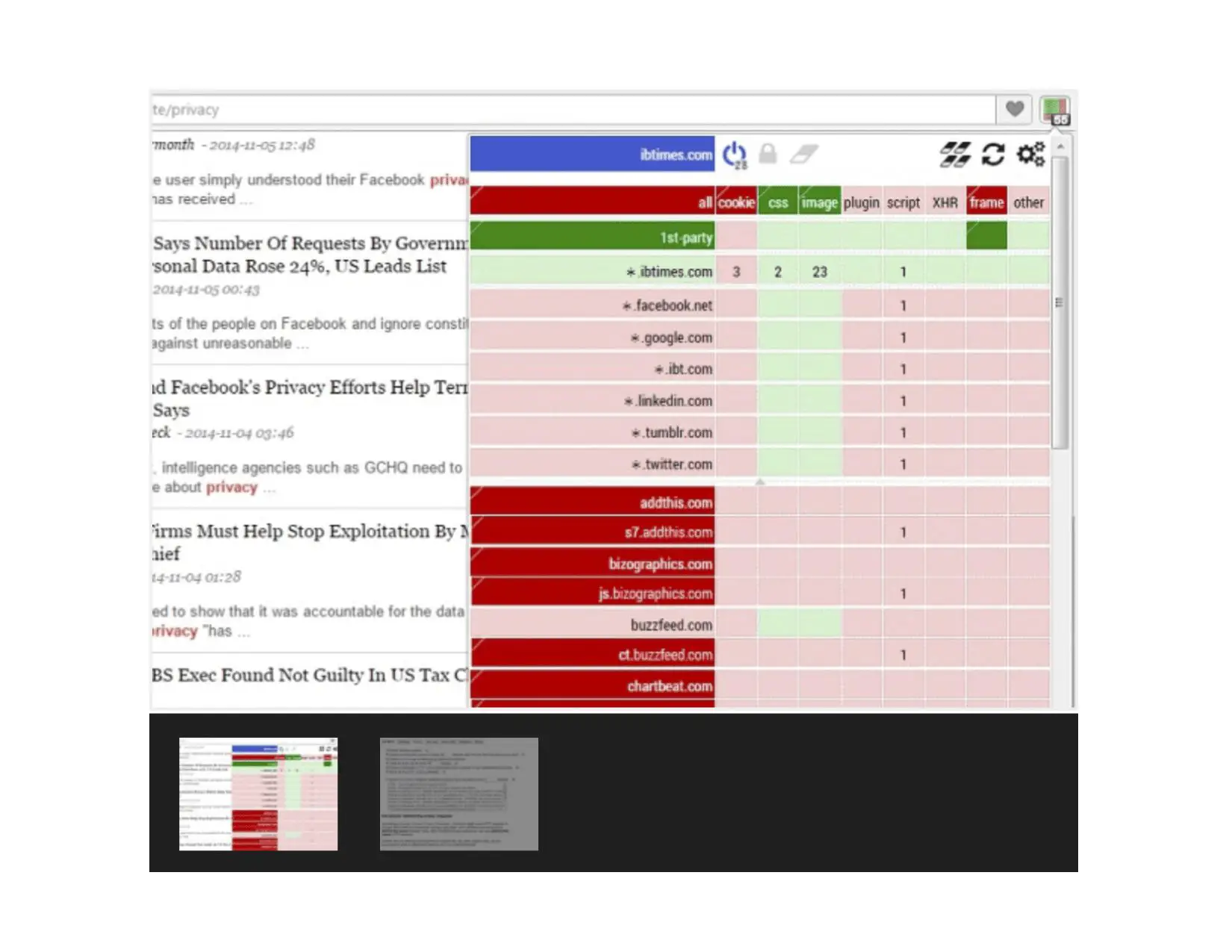 captura de tela mostrando como configurar o uMatrix para Opera