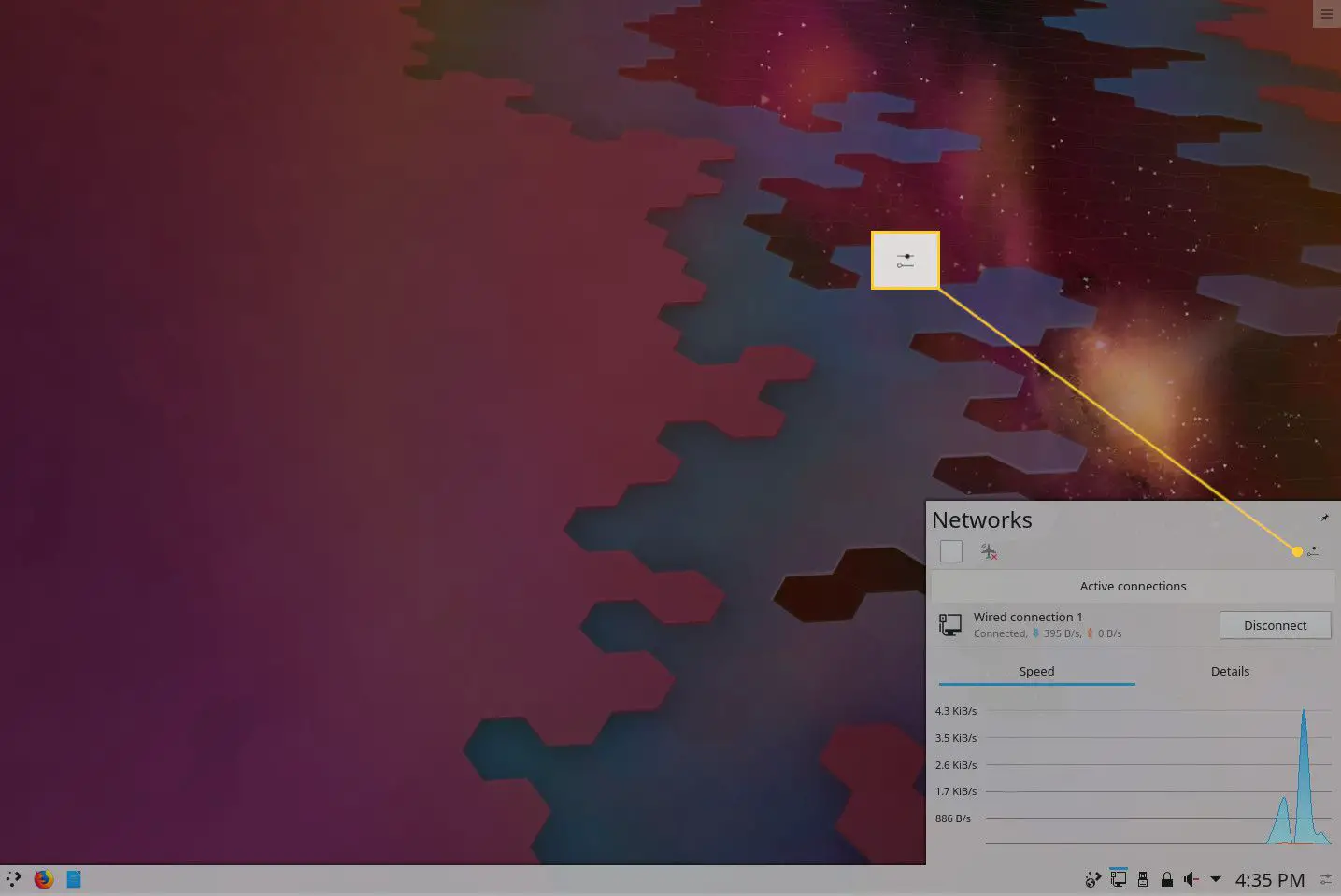 Captura de tela do popup KDE Plasma Networks.