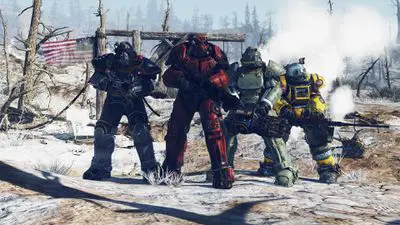 Armações de armadura de força em Fallout 76 no PS4.