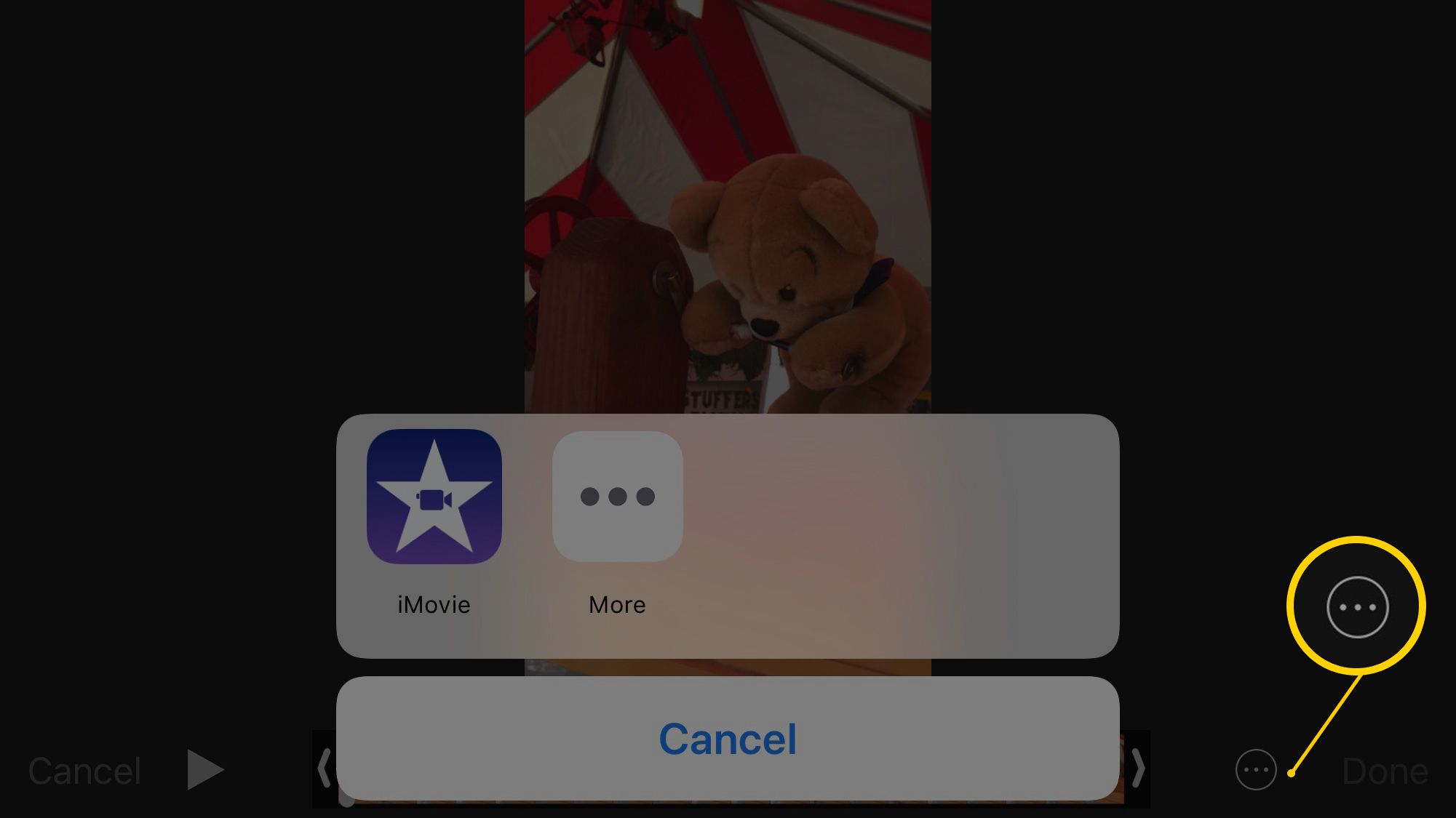 Ícone de três pontos para encontrar outros aplicativos de edição de vídeo no seu iPhone