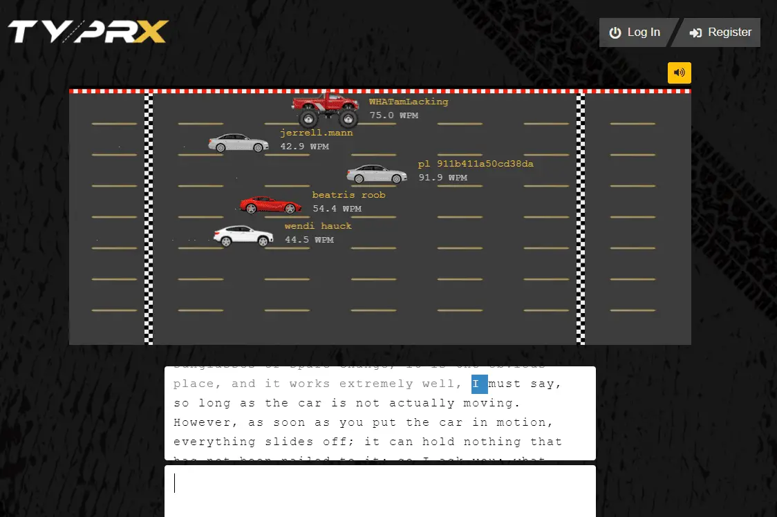 TyprX jogo de corrida de digitação online