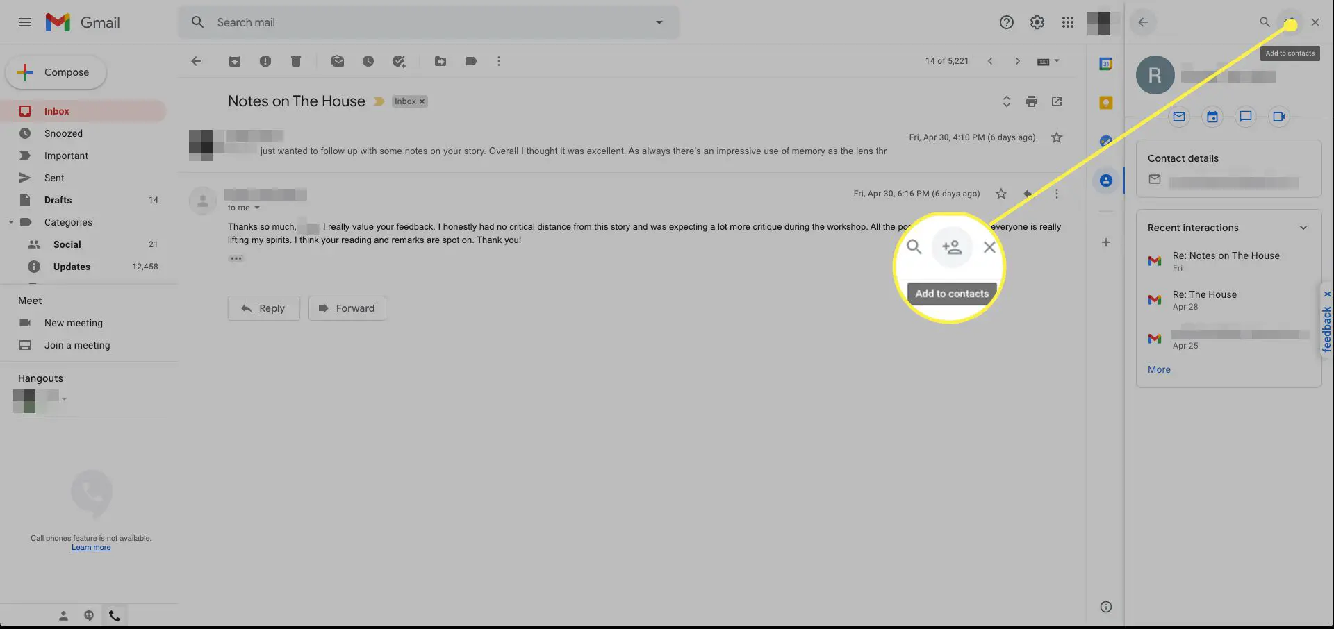 Gmail adicionar aos contatos