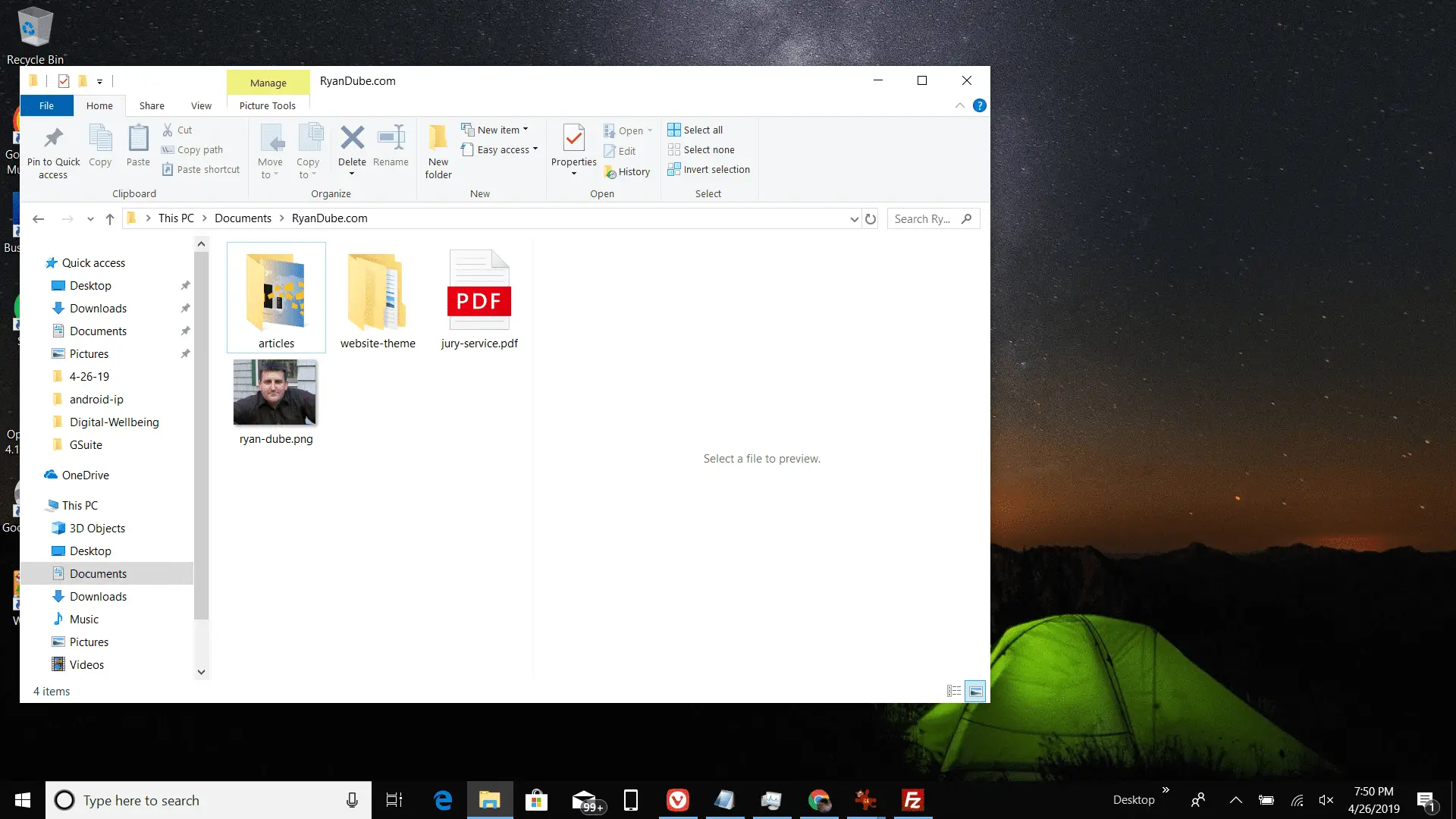 Captura de tela de abertura do Windows Explorer com arquivo anexo