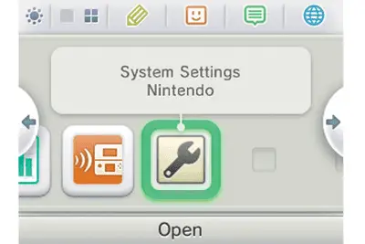 Captura de tela da opção de configurações do console Nintendo 3DS