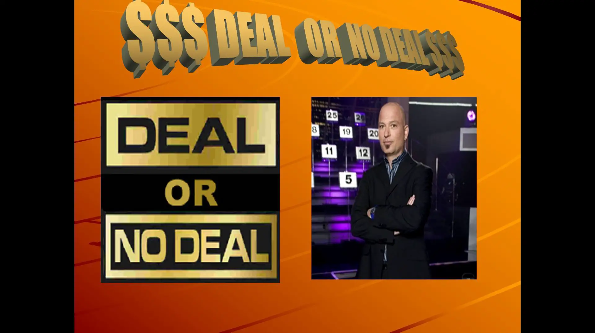 Tela de abertura do modelo A Deal or No Deal PowerPoint.