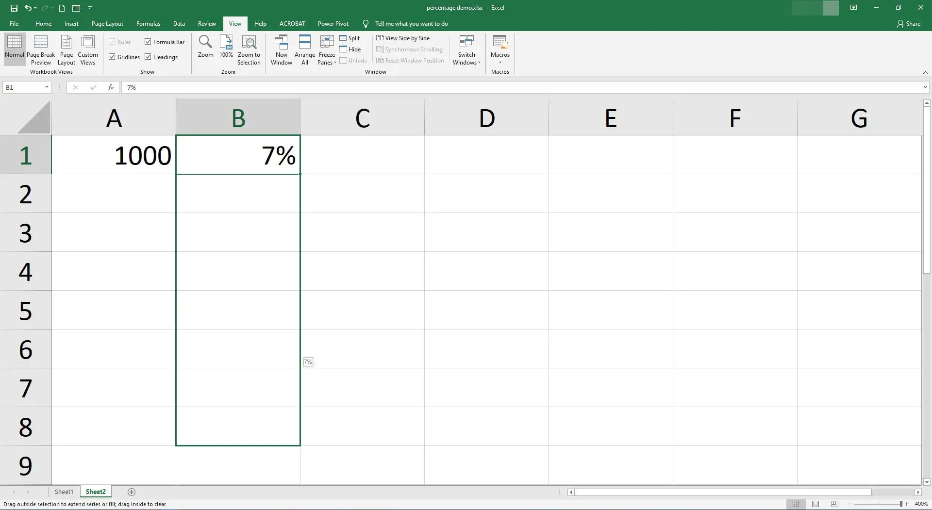 Selecionando várias células no Excel.