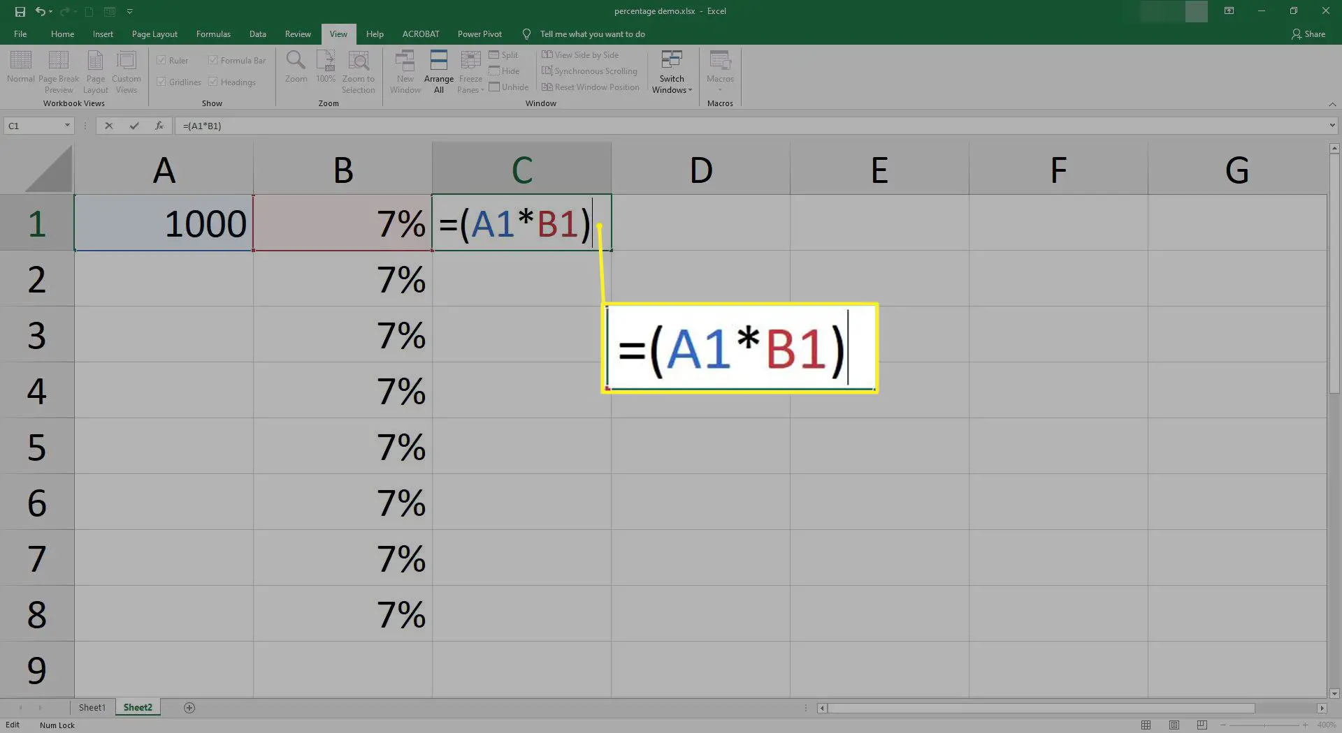 Inserindo uma fórmula no Excel