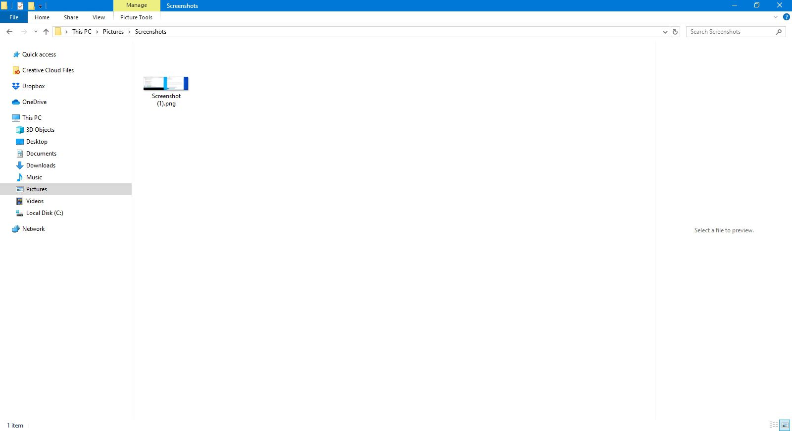 Windows File Explorer exibindo a pasta Screenshots