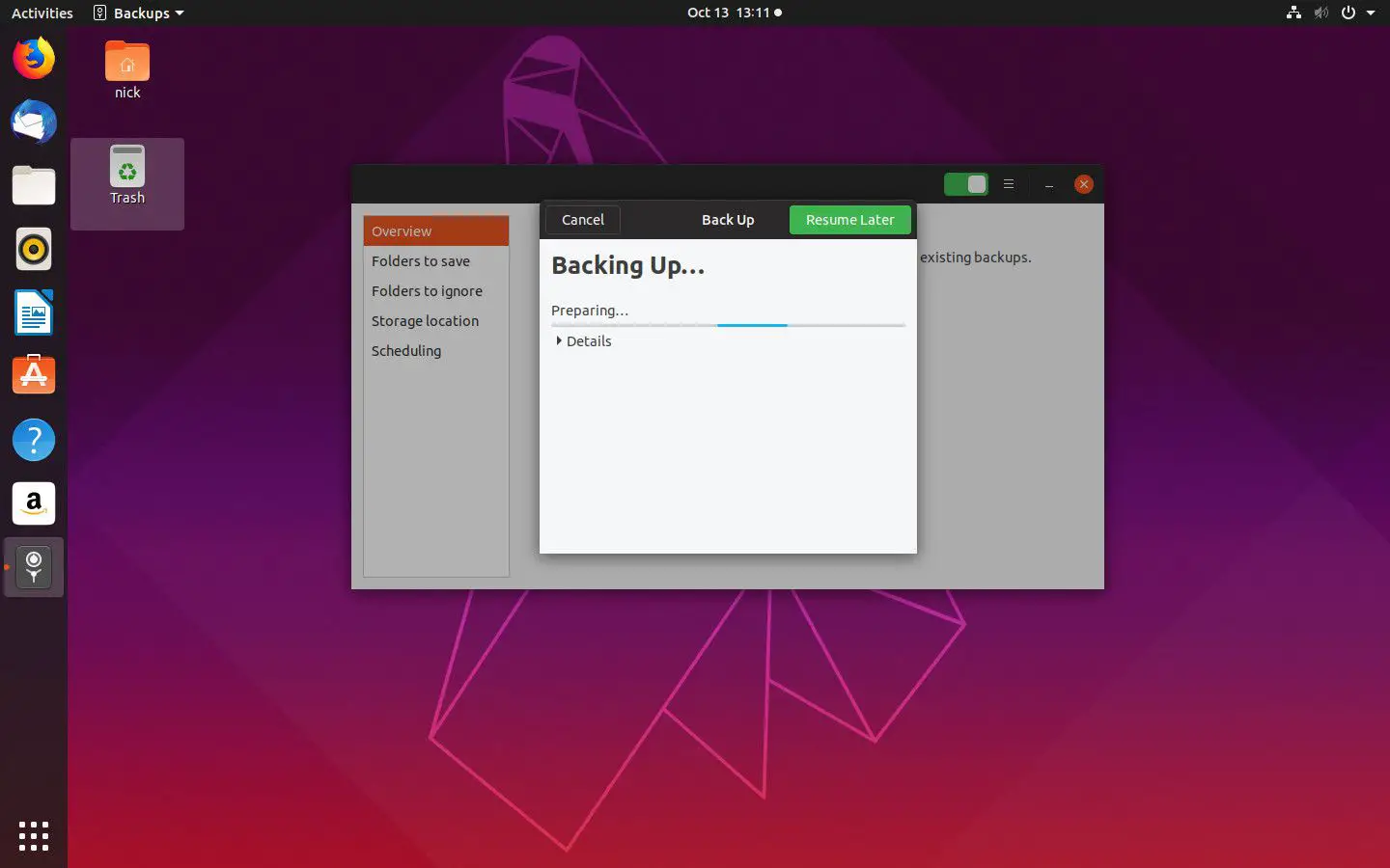 Ubuntu fazendo backup de arquivos