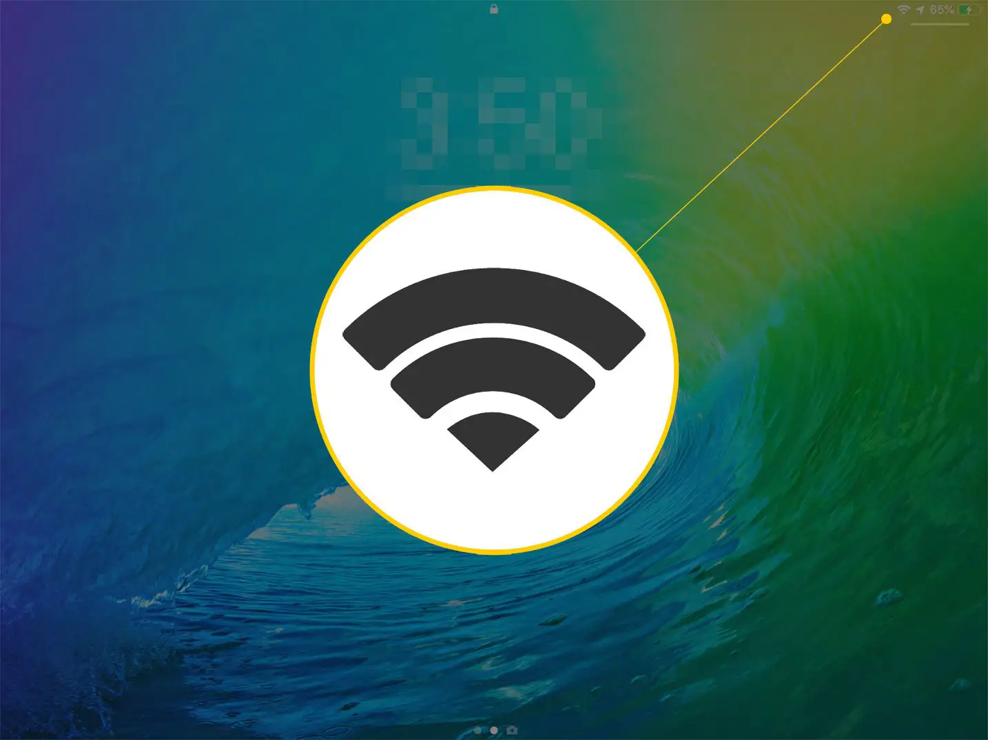 Símbolo de Wi-Fi no iPad, ampliado