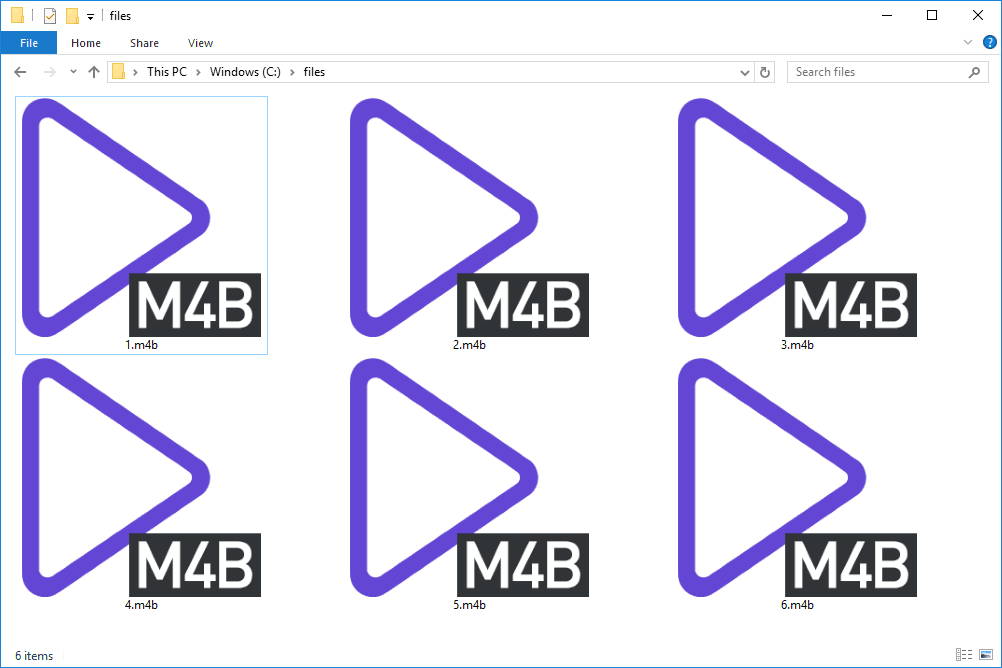 Captura de tela de vários arquivos M4B no Windows 10 que abrem com PotPlayer