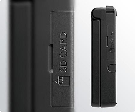 Close-up do slot para cartão SD no Nintendo DSi