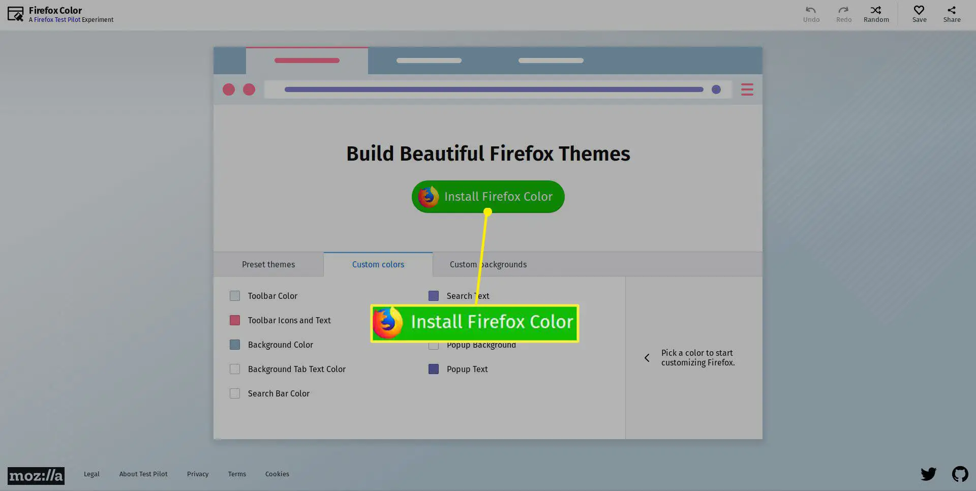 Instale o add-on Firefox Color